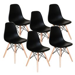 Kit com 6 Cadeiras Charles Eames Eiffel Preto - 1