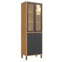 Ver imagem 1 de Paneleiro Syrah 4 Portas 4 Prateleiras com Vidro 100% Mdf Amêndoa/chumbo - Rio Doce