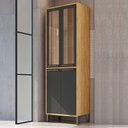 Ver imagem 2 de Paneleiro Syrah 4 Portas 4 Prateleiras com Vidro 100% Mdf Amêndoa/chumbo - Rio Doce