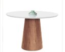 Ver imagem 2 de Mesa de Jantar Cone Base Mel Tampo Redondo de Vidro 90cm - Branco**somente a Mesa**