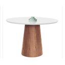 Ver imagem 2 de Mesa de Jantar Cone Base Mel Tampo Redondo de Vidro 90cm - Branco**somente a Mesa**