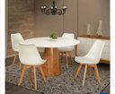 Ver imagem 1 de Mesa de Jantar Cone Base Mel Tampo Redondo de Vidro 90cm - Branco**somente a Mesa**