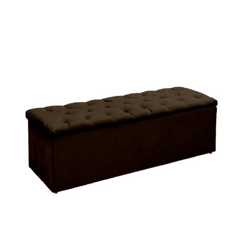 Recamier Sapateira Lana para Decoração Quarto e Cama Box Casal 140 Cm - Sv Decor:marrom