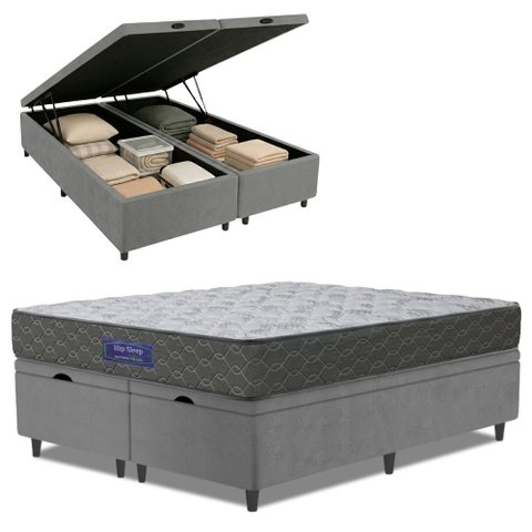 Cama Box Baú Colchão Queen Ortopédico Espuma D33 Hiper 158x198x60cm