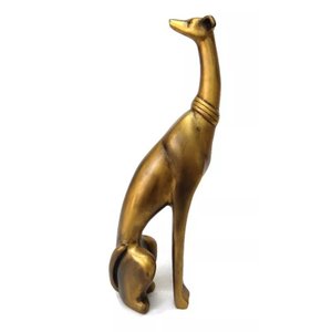 Escultura Estátua Decorativa Cachorro Minimalista 36cm:dourado Envelhecido