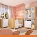 Ver mais imagens de Quarto de Bebê Completo com Guarda Roupa 3 Ptas Cômoda Berço Junior Uli Móveis Peroba Branco/