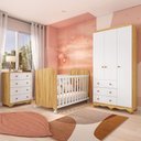 Ver imagem 2 de Quarto de Bebê Completo com Guarda Roupa 3 Ptas Cômoda Berço Junior Uli Móveis Peroba Branco/