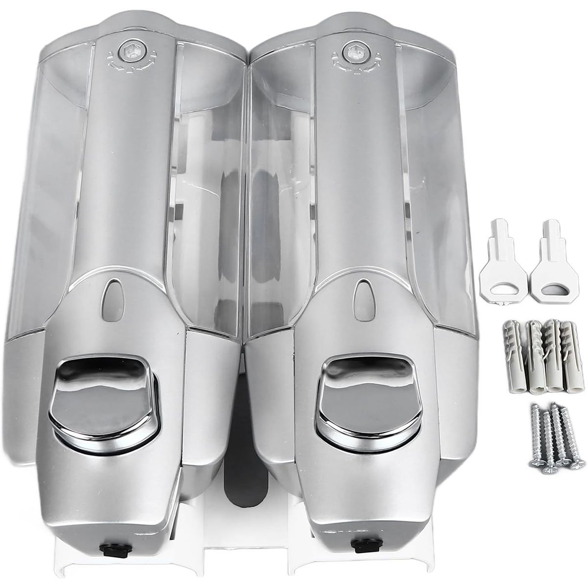 Dispenser Duplo Sabao Liquido Shampoo Alcool Gel Loja Shopping Hotel Banheiro Comercio Ab.midia Bsl- - 5