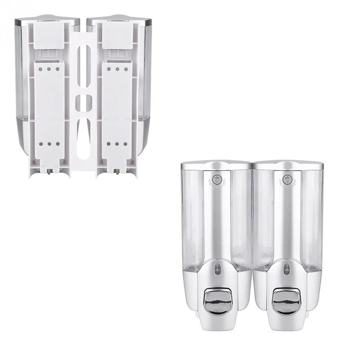 Dispenser Duplo Sabao Liquido Shampoo Alcool Gel Loja Shopping Hotel Banheiro Comercio Ab.midia Bsl- - 6