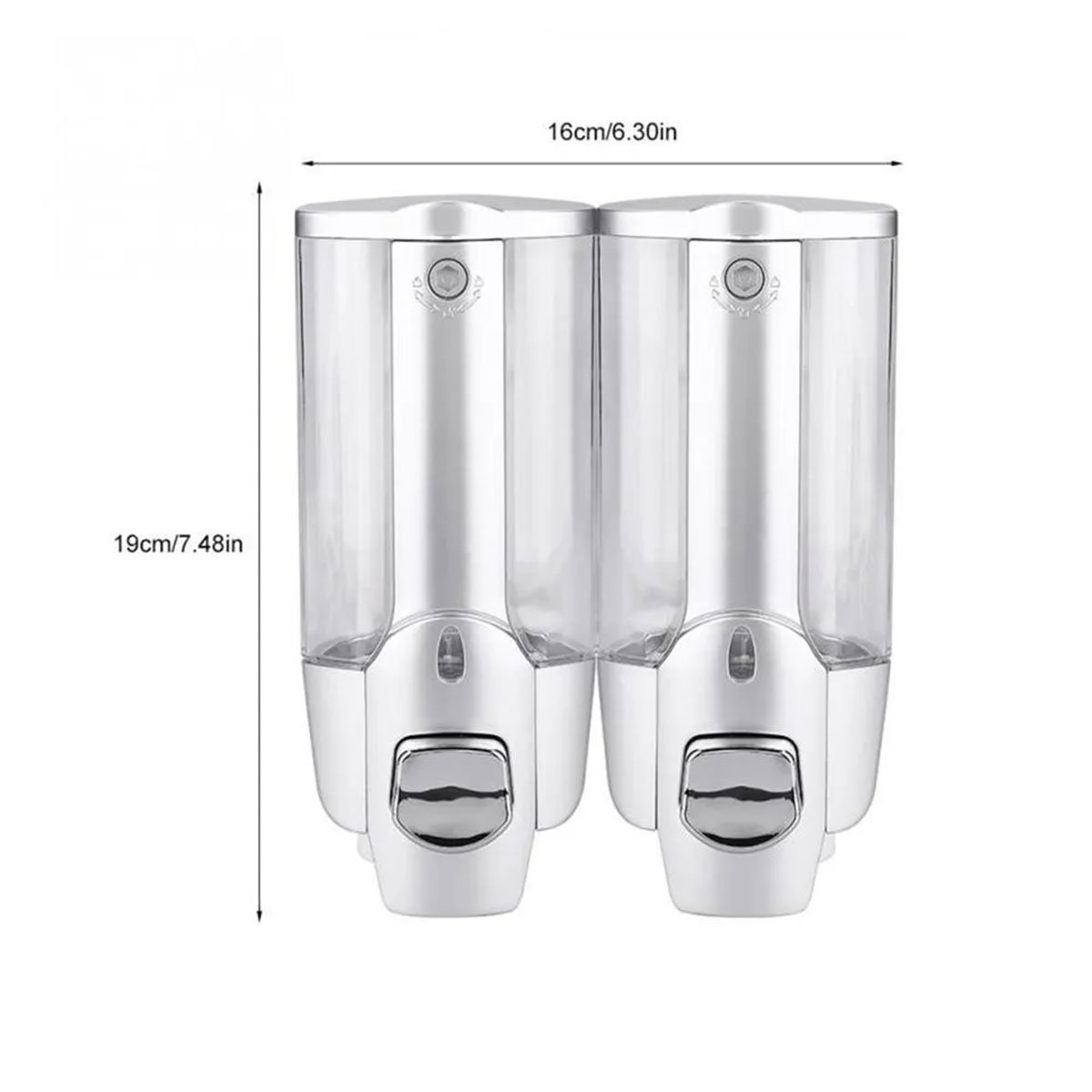 Dispenser Duplo Sabao Liquido Shampoo Alcool Gel Loja Shopping Hotel Banheiro Comercio Ab.midia Bsl- - 2