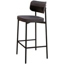 Ver imagem 3 de Kit 03 Banquetas Alta Bar Cozinha Sala de Jantar Aço Preto Kaira C01 Linho Preto Courino Preto -