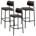 Ver imagem 1 de Kit 03 Banquetas Alta Bar Cozinha Sala de Jantar Aço Preto Kaira C01 Linho Preto Courino Preto -