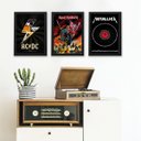 Ver imagem 2 de Kit 3 Quadros Bandas de Rock metal 24x18cm - com Vidro:madeira Branca