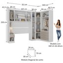 Ver imagem 3 de Quarto Modulado Queen de Canto com Guarda-roupas Maleiro e Cabeceira Alpes Master Luciane Móveis