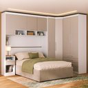 Ver imagem 1 de Quarto Modulado Queen de Canto com Guarda-roupas Maleiro e Cabeceira Alpes Master Luciane Móveis