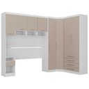 Ver imagem 2 de Quarto Modulado Queen de Canto com Guarda-roupas Maleiro e Cabeceira Alpes Master Luciane Móveis