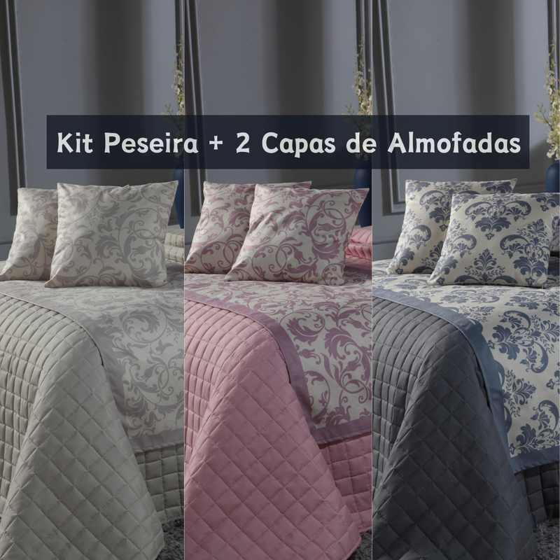 Kit Peseira Queen Mais 2 Capa de Almofadas 43 X 43cm.:bege | MadeiraMadeira