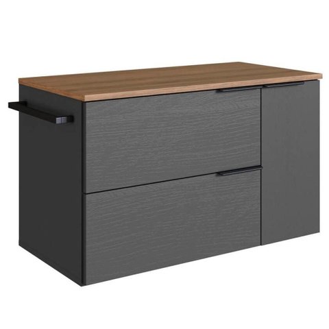 Gabinete para Banheiro 02 Portas 01 Gaveta 80cm Mel Grafite Proddy Mel