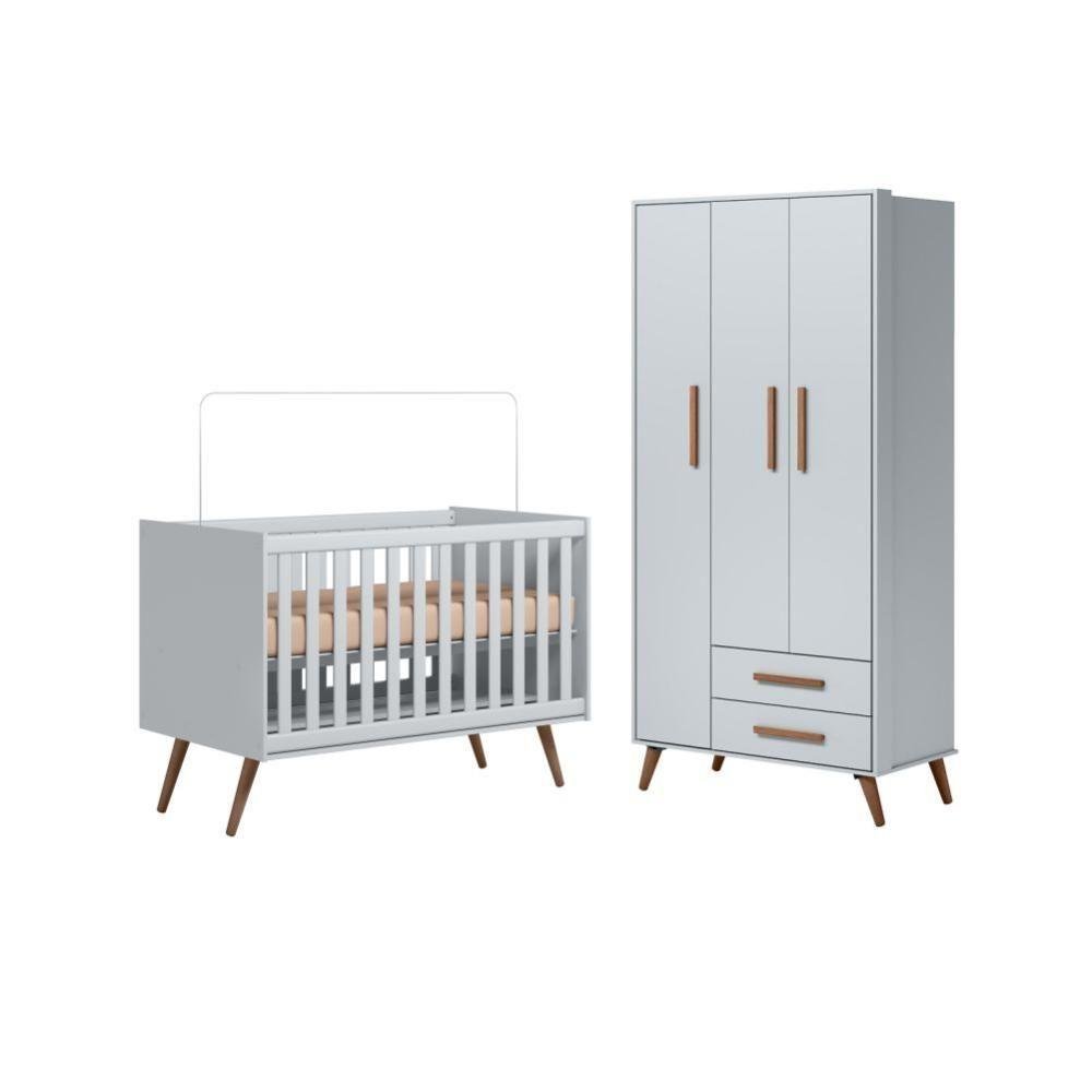 Bebe Ratero Kit Quarto de Bebe Retro Berço e Guarda Roupa Marbella Cinza ...