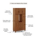 Ver imagem 5 de Guarda-Roupa 5 Portas 3 Gavetas Capelinha sem Aplique Estrutura em Madeira Cobre Marrom/Castanho