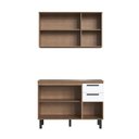 Ver imagem 4 de Cozinha Modulada Provençal 3 Peças Balcão 120cm Tampo e Armário 3 Portas Marrom/Jequitibá/Branco Fosco
