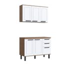 Ver imagem 2 de Cozinha Modulada Provençal 3 Peças Balcão 120cm Tampo e Armário 3 Portas Marrom/Jequitibá/Branco Fosco