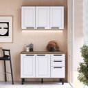 Ver imagem 1 de Cozinha Modulada Provençal 3 Peças Balcão 120cm Tampo e Armário 3 Portas Marrom/Jequitibá/Branco Fosco