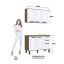 Ver imagem 5 de Cozinha Modulada Provençal 3 Peças Balcão 120cm Tampo e Armário 3 Portas Marrom/Jequitibá/Branco Fosco