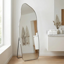 Ver mais imagens de Espelho Grande Corpo Inteiro com Moldura Metal Orgânico 150x60cm com Suporte de Chão