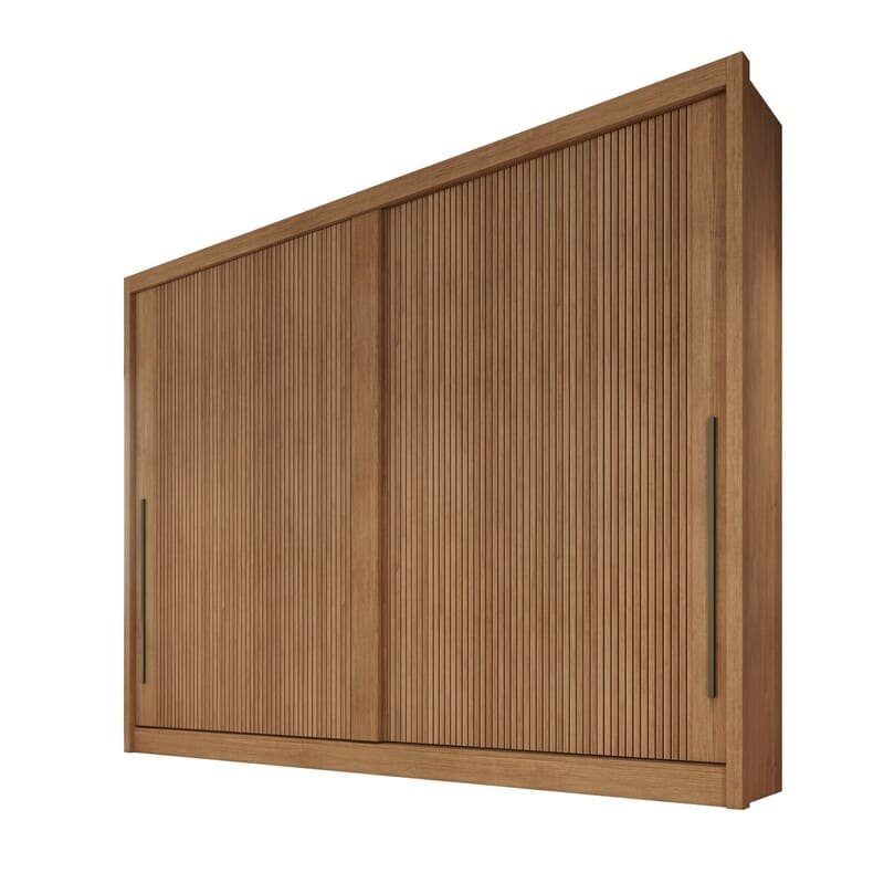 Guarda Roupa Casal 100% MDF 2 Portas 8 Gavetas - Geom -Cumaru/Ripado - Móveis Novo Horizonte 3D - 3