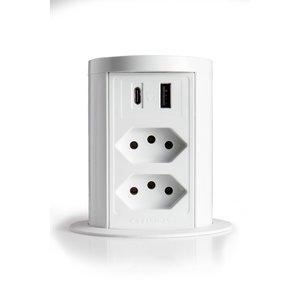 Torre de Tomada 2 Tomadas + 2usb a + C + Indução 10a Branco