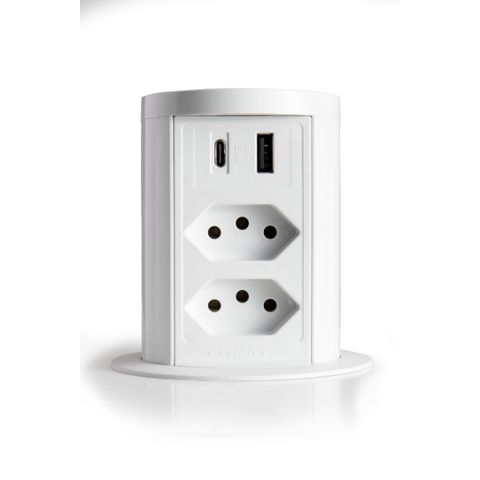 Torre de Tomada 2 Tomadas + 2usb a + C + Indução 10a Branco