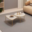 Ver imagem 1 de Mesa de Centro Sala Kit 2 Orgânica Pés Metal Dourado Dueto D04 - D'Rossi