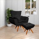 Ver imagem 7 de Puff Decorativo Base Giratória em Madeira Charger Suede Preto G19 - Gran Belo