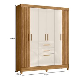 Guarda Roupa Solteiro Malta 7 Portas e 2 Gavetas Freijó/off White - Moval - 4