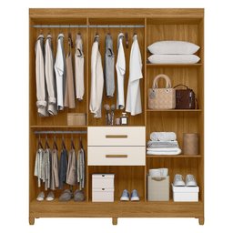 Guarda Roupa Solteiro Malta 7 Portas e 2 Gavetas Freijó/off White - Moval - 3