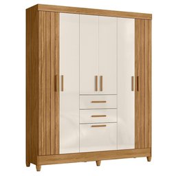 Guarda Roupa Solteiro Malta 7 Portas e 2 Gavetas Freijó/off White - Moval - 1