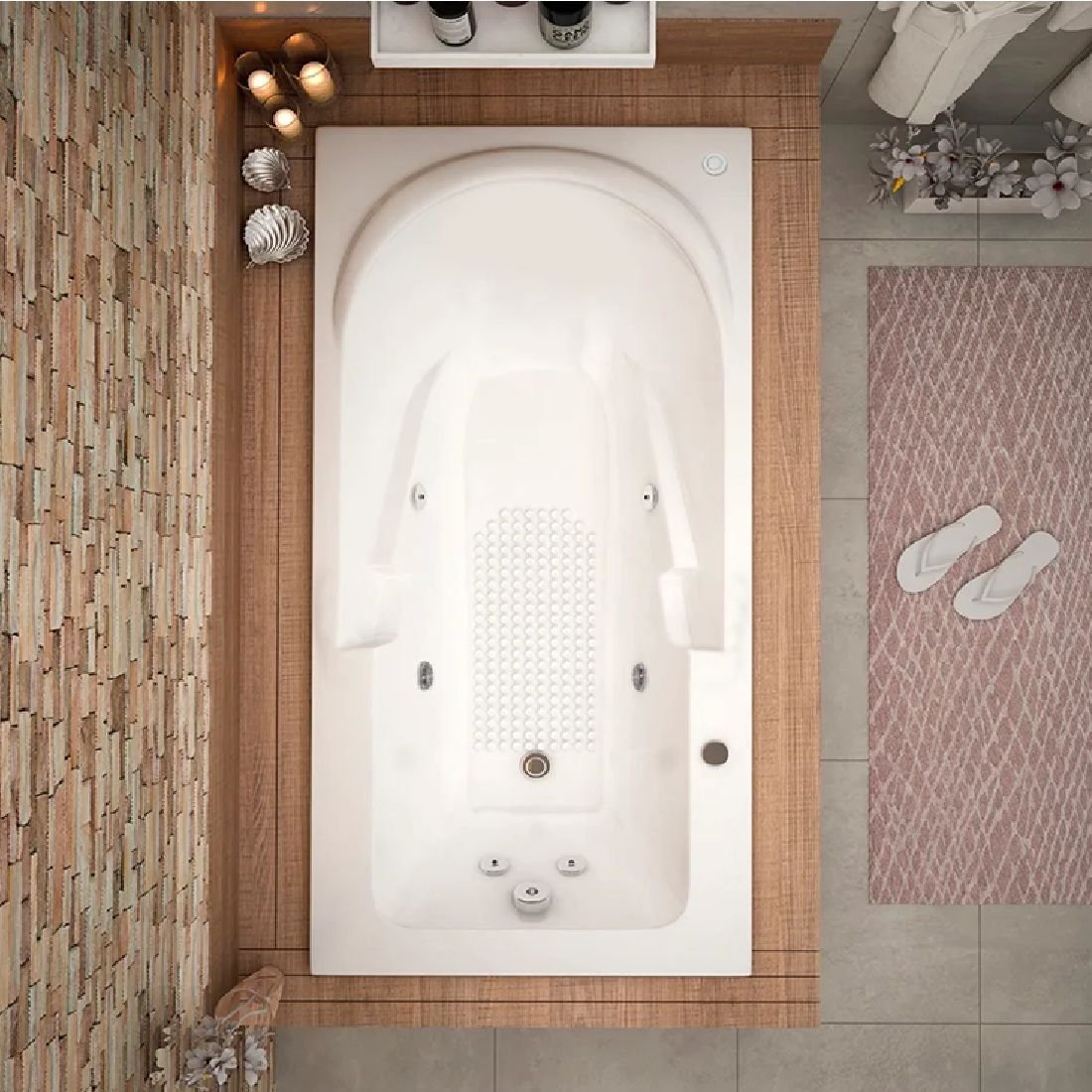 Banheira Hidromassagem Astra Capri Luxo 150cmx80cmx43cm - 01 Jato Acrílico P6 Sem Aquecedor - 1