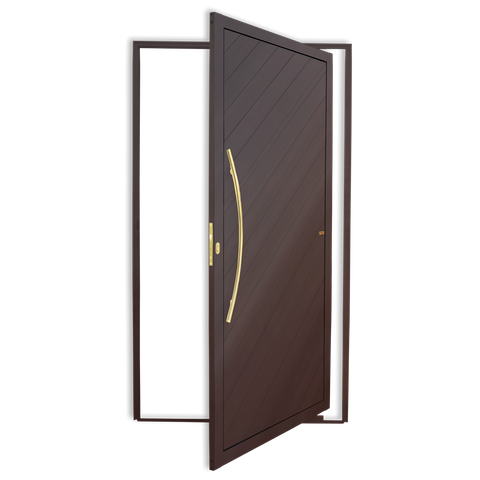Porta Pivotante Lamb.Savana c/Puxador e. Sup.Marrom Corten Dourado 120 Brimak