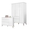 Cômoda e Guarda Roupa Infantil Retro Alice Branco Acetinado - Phoenix Baby - 1
