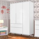 Ver imagem 4 de Cômoda e Guarda Roupa Infantil Retro Alice Branco Acetinado - Phoenix Baby