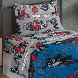 Edredom Solteiro Infantil DuplaFace Microfibra 1,40m x 2,10m:Homem-Aranha - 3