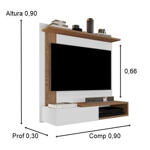 Painel TV Turyn até 32 Polegadas Branco / Freijó
