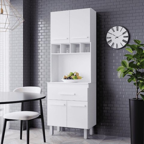 Cozinha Compacta 4 Portas 1 Gaveta e Nichos
