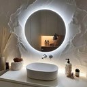 Ver imagem 2 de Espelho Decorativo Redondo Led Branco Frio ou Quente com Suporte Branco Frio