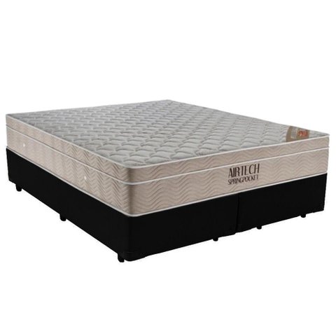 Cama Box King Bipartido Sintético + Colchão Ortobom Airtech Molas Ensacadas 65x193x203 Cor:marrom