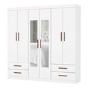 Ver imagem 3 de Guarda-roupa Casal Mondo 6 Portas 4 Gavetas com Espelho Branco - Pnr Móveis