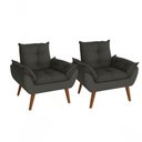 Ver imagem 1 de Kit 02 Poltrona/cadeira Decorativa Glamour Opala com Pés Quadrado Chumbo