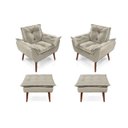 Ver imagem 1 de 2 Poltronas Bege Opala com 2 Puff Decorativa Confortável para Sala Quarto Recepção Suede Luxo