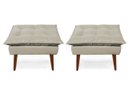 Ver imagem 2 de 2 Poltronas Bege Opala com 2 Puff Decorativa Confortável para Sala Quarto Recepção Suede Luxo